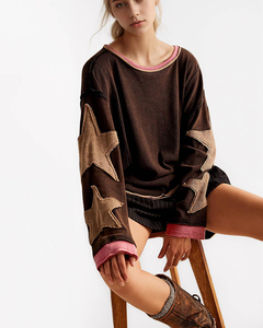 Sudaderas de Felpa Gruesa con Estampado de Estrellas, Estilo Urbano, Holgadas, de Manga Larga, para Primavera y Otoño, Cómodas, de Algodón - Product Image 4