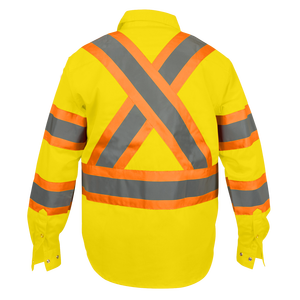 Premium Class 3 Hi Vis Camisa DE SEGURIDAD Manga completa 65% C35 % N 6 oz Amarillo brillante (Pequeño) - Product Image 2