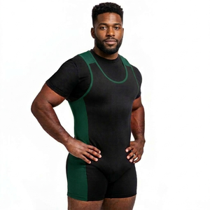 Combinaison de musculation unisexe à marque privée, haute qualité, compression, col halter découpé, Spandex/Polyester, pour haltérophilie - Product Image 5