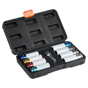 Set di Bussole Profonde da 1/2 Pollice Metriche e SAE a 6 Punte, 8 Misure per Dadi Ruota, in Acciaio CR-MO, per Riparazione Auto e Avvitatori a Impatto - Product Image 3