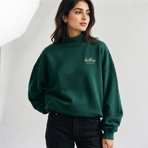 Suéter Ligero de Cuello Alto para Mujer, de Algodón y Felpa, el Más Vendido, Ropa Casual, Bordado Personalizado, Mangas Largas, Proveedor al por Mayor - Product Image 1
