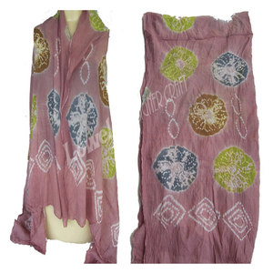 Chal de Algodón Bandhani, Ligero y Transpirable, de Rayón Viscosa, Estilo Étnico Largo, Dupatta con Estampado Tradicional en Serigrafía - Product Image 2