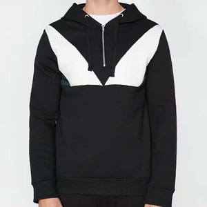 Sweat-shirt à capuche pour homme, design color block avec fermeture éclair, vêtement décontracté pour l'automne, tricoté 100% coton, coupe classique - Product Image 2