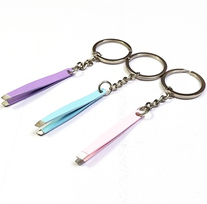 Mini pince à épiler porte-clés, ensemble de masques, portable, 2-en-1, multifonctionnel, en acier inoxydable, à pointe inclinée, technologie micro-courant, pastel - Product Image 1