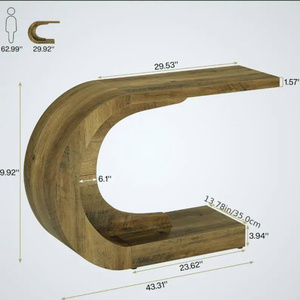 Mesa Consola en Forma de C de Madera Estilo Moderno de Mediados de Siglo, Mueble para Sala de Estar, Entrada y Hogar - Product Image 3