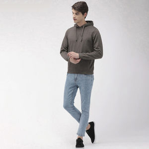 เสื้อฮู้ดดี้ผู้ชายทรงโอเวอร์ไซส์ ผ้าฟลีซ นุ่มสบาย ซับในนุ่ม ใส่สบายๆ ผ้าฝ้าย 100% ระบายอากาศได้ดี กระเป๋าปักลายนูน ลายเรียบ - Product Image 3