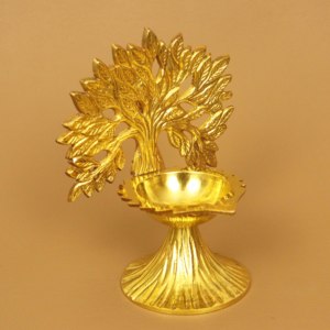 Lampe à huile en laiton de qualité supérieure Kalp Vriksh pour Diwali, lampe décorative artisanale pour la maison et le temple - Product Image 3