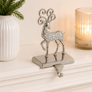 Luxury Reindeer Christmas <b>Stocking</b> Hanger Set Polished Metal 3D Stag <b>Stocking</b> Hooks For Mantle Heavy Duty Decorative Holiday - Product Image 2