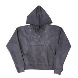 Sweat-shirt à capuche unisexe surdimensionné en molleton épais, noir anthracite délavé style vintage, streetwear - Product Image 5