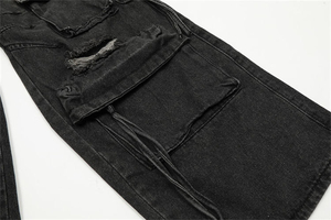 Jeans Rectos Holgados de Mezclilla Tipo Cargo de Pierna Ancha Tallas Grandes para Hombre - Product Image 4