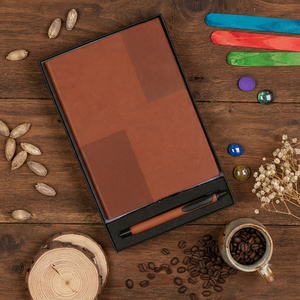 Aurelux Textured Brown Leatherette Case Bound <b>Notebook</b> Gift <b>Set</b> Premium Pen Combo Diary Boxed Office Professional Stationery - Product Image 6