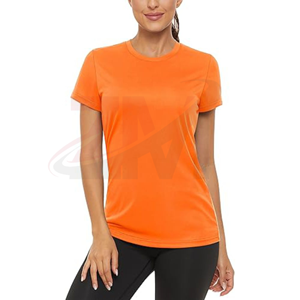 T-shirt décontracté d'été à manches courtes pour femme, en jersey de coton imprimé sur mesure avec technique de teinture unie, col ras du cou, t-shirt vierge - Product Image 1