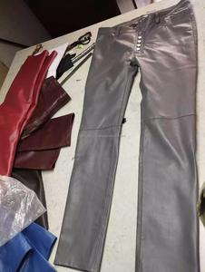 Genuine Leather Gray Pant Trouser for <b>Men</b> USA Fashion Streetwear Style <b>Slim</b> Lose Fit <b>Jeans</b> Pants - Product Image 5