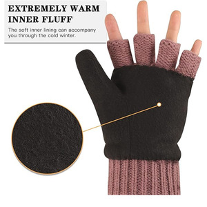 2-in-1 Convertible Jacquard Hand <b>Mittens</b> & <b>Gloves</b> Cotton Breathable Warm Windproof Casual Winter Outdoor Use - Product Image 3