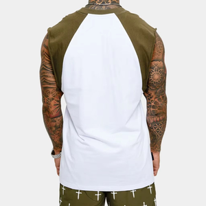 Men Sleeveless <b>Raglan</b> Tank <b>Top</b> Athletic Training Shirt Breathable Fitness Muscle Tee Custom Logo Summer Streetwear OEM Bulk USA - Product Image 2