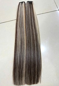Extensions de cheveux vietnamiens 100% Remy, tissage plat de luxe sans couture, lisses comme des baguettes, coloris Piano. - Product Image 6