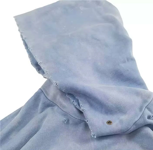 Fashion Plain Distressed Ripped Hoodie Custom Made Hoodie French Terry Cotton Ripped Mens Hoodies - Product Image 4