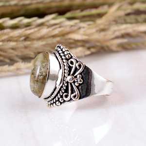 Handmade 925 Sterling <b>Silver</b> Blue Fire Labradorite <b>Ring</b> Vintage Bohemian Natural Oval Gemstone Bezel <b>Set</b> Statement Jewelry - Product Image 3