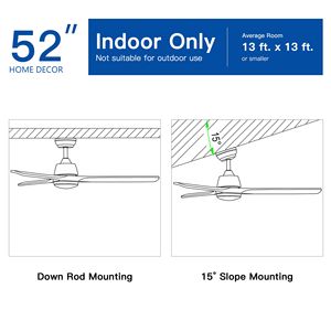 Ventilatore da Soffitto Smart Integrato con LED da 52 Pollici, Stile Rustico, con Telecomando per Uso Interno/Esterno, Colore Nero - Product Image 6