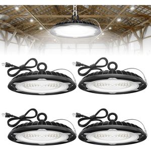 Paquete de 4 Lámparas LED UFO de 200W para Techos Altos, 5000K, IP65, Impermeables, Resistentes a Impactos, con Conectividad Plug and Play - Product Image 1
