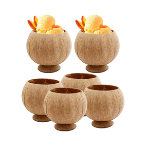 En gros, Ensemble de bols en bois de coco vietnamien naturel gravé, pour fruits, salades, smoothies, aliments et glaces, sain - Product Image 1