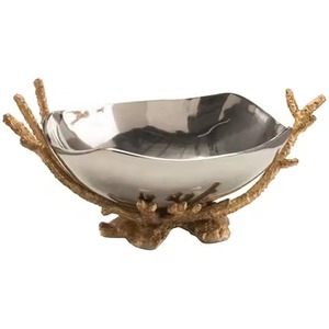 Bol à fruits secs en métal contemporain, porte-collations, plat de service décoratif, pour la table à manger, idéal comme cadeau - Product Image 4