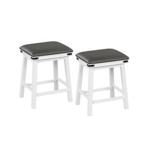Juego de 2 Taburetes de Bar Modernos de Cuero con Estructura de Madera de Acacia, Altura de 24/30 Pulgadas, para Hogar, Bar, Restaurante, Hotel, Uso en Exteriores - Product Image 1