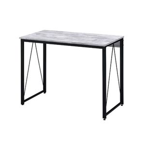 Scrivania Rettangolare Anticata Bianca e Nera con Base in Metallo, Elegante Scrivania per Computer - Product Image 1