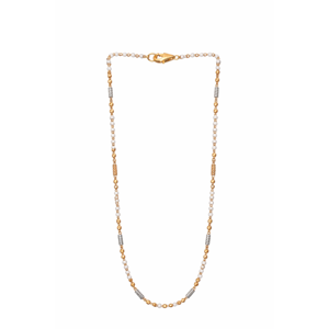 Collar de cadena con cuentas de oro macizo de 18 quilates y perlas blancas – Joyería elegante para mujer - Product Image 2