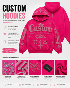 Sudadera con Capucha Personalizada para Hombre, Color Rosa, con Pedrería Brillante, Estilo Urbano, Corte Holgado, Forro Polar, 100% Algodón, Invierno, Impresión Digital - Product Image 5