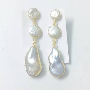 Pendientes Largos de Perlas Naturales Más Vendidos, 5 CM, Plata de Ley 925, Chapado en Oro de 18K, Joyería Fina de Diseñador, Regalo de Aniversario - Product Image 3