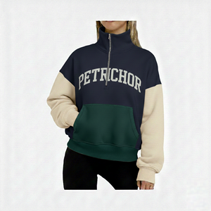 Sudaderas con capucha de cuello alto de algodón 100% de alto gramaje, ecológicas, con diseño personalizado, talla XL, extragrandes, con media cremallera, informales, de invierno - Product Image 6