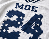 Maßgefertigtes Übergroßes Weißes American Football Trikot Unisex Individuelles Sternennummer-Mesh-Shirt Vintage Varsity Streetwear Teamkleidung