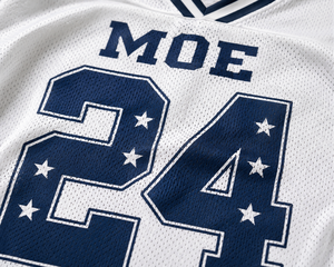 Maillot de football américain blanc surdimensionné personnalisé unisexe avec numéro d'étoile personnalisé, en maille, style vintage, streetwear, tenue d'équipe - Product Image 5