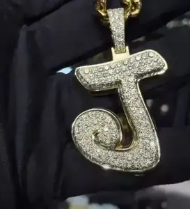 Colgante de Letra Personalizado de Moissanita, Colgante Hip Hop Iced Out, Charm Inicial, Colgante de Alfabeto Personalizado, Joyería para Proveedores Mayoristas - Product Image 3