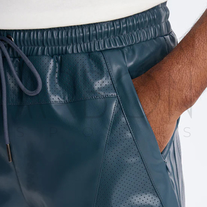Shorts en cuir tendance bleu sarcelle, nouvelle collection, personnalisables avec votre logo, produit très demandé, style actuel. - Product Image 5