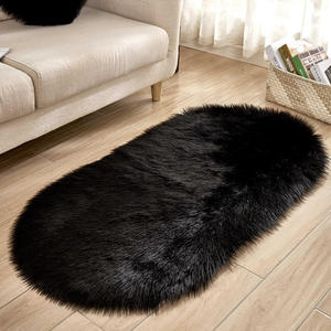 Tapis ovale moelleux en fausse fourrure de mouton à poils longs blancs pour salon, chambre d'adolescent, décoration de chambre de luxe, lavable - Product Image 1