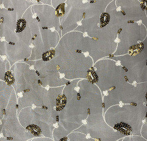 Vestido de novia de tela bordada de lentejuelas Georgette y tela de gasa para muebles del hogar con técnicas tejidas para bolsos - Product Image 2