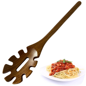 Cuillère à pâtes en bois avec long manche et tête ajourée, ustensile de cuisine résistant à prix abordable - Product Image 3