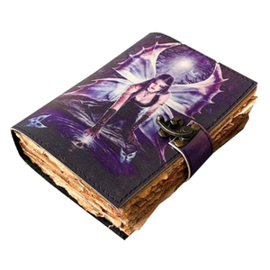Carnet en cuir imprimé Hekate, déesse de la Lune, format A5, papier coloré à bords festonnés, pages vierges ou lignées, livre des ombres, carnet de sorcellerie - Product Image 2