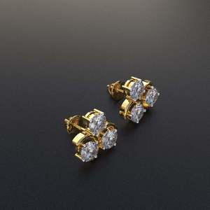 Boucles d'oreilles de luxe à trois pierres en diamant de laboratoire, plaqué or 9 carats, certifiées IGI, taille ronde en grappe, pour femme, bijoux fins - Product Image 5