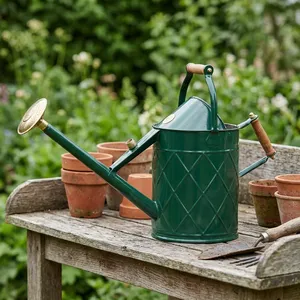Arrosoir artisanal en métal vert, antirouille, léger, pour jardin et ferme, décoration - Product Image 2