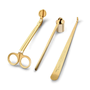 Ensemble de 3 outils de coupe de mèches en acier inoxydable, couleur or rose, durables, modernes et créatifs, pour accessoires de bougies parfumées - Product Image 1