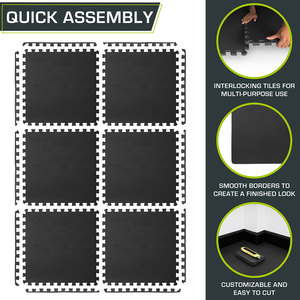 Durable Rubber <b>Interlocking</b> Gym <b>Tiles</b> Fitness <b>Floor</b> Cover Rubber <b>Interlocking</b> Gym <b>Tiles</b> Easy Setup With Secure Lock - Product Image 6