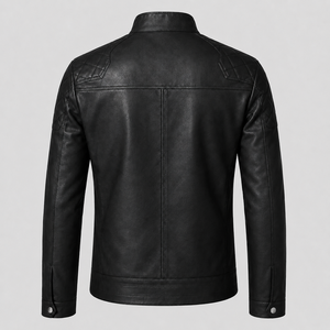 Nueva Chaqueta de Cuero Personalizada para Hombre con Diseño de Hombros Acolchados, Cuello Alto, Corte Regular, Estilo Biker para Ropa Casual de Calle - Product Image 2