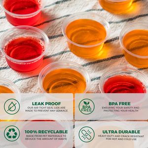 ชุดถ้วยซูเฟลพลาสติกขนาด 5.5 ออนซ์ พร้อมฝาปิด จำนวน 100 ชุด สำหรับใส่เยลลี่ช็อต ซอสปรุงรส และบรรจุภัณฑ์สำหรับทดลองชิม - Product Image 4