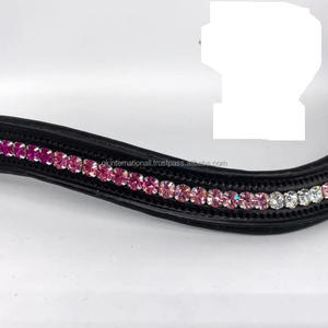 Bandas de cejas de caballo ecuestre de cuero genuino hecho a mano de alta calidad 100% con cristales mega Bling Fabricante Mayorista India - Product Image 5