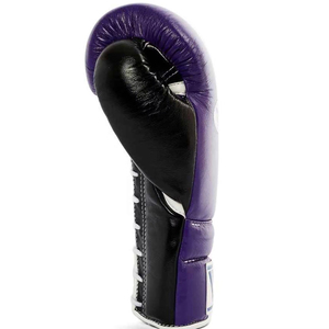 Gants de boxe en cuir noir et violet, à doigts entiers, avec lacets et support de poignet, équipement d'entraînement pour adultes - Product Image 2