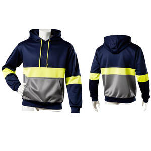 High Visibility Reflective Safety Hoodie Full Zip <b>Work</b> Jacket Detachable Hood <b>Waterproof</b> Breathable Hoodie OEM Safety Workwear - Product Image 2