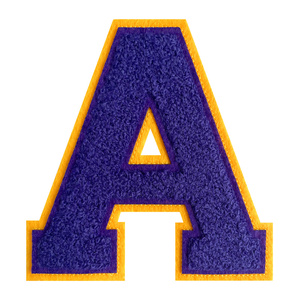 Chenille Gold English Letter C Iron On Patch <b>Appliqued</b> Embroidered Woven <b>Fabric</b> Badge - Product Image 2